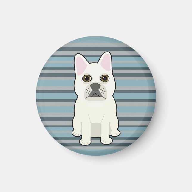 Imã Cachorro francês fofo listrado azul (Frente)