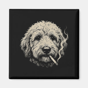 Imã Cachorro Fumando Cigarro Engraçado Meme Goldendood