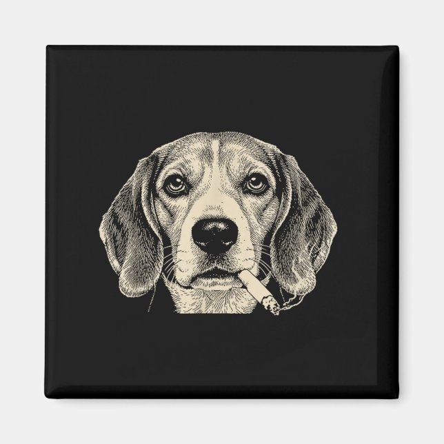 Imã Cachorro fumando cigarro meme engraçado de beagle  (Frente)