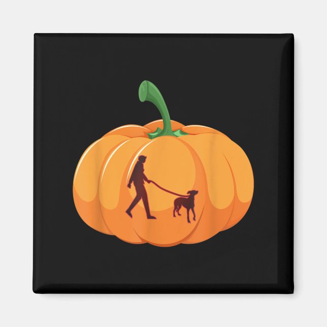 Imã Cachorro Galgo Andando Abóbora de Halloween Cachor (Frente)
