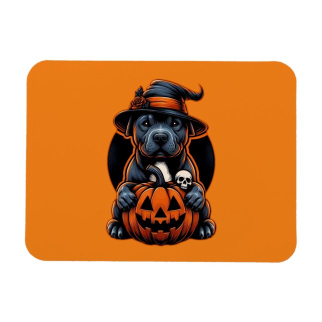 Ímã Cachorro Halloween - Bruxa Pitbull (Horizontal)