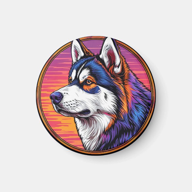 Imã Cachorro Husky de Desenho Animado (Frente)