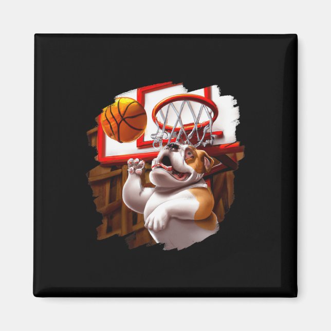 Imã Cachorro Inglês Jogando Bâlei Diversão De Basquete (Frente)