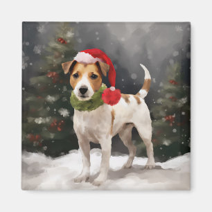 Imã Cachorro Jack Russell na Neve Natal
