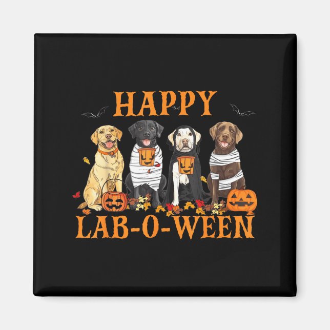 Imã Cachorro Labrador Feliz Lab-O-Ween Temporada de Ha (Frente)