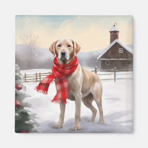 Imã Cachorro Labrador na Neve Natal