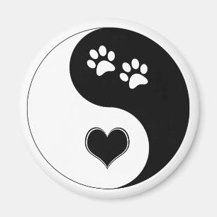 Imã Cachorro Lover Yin Yang Heart and Paw Prints