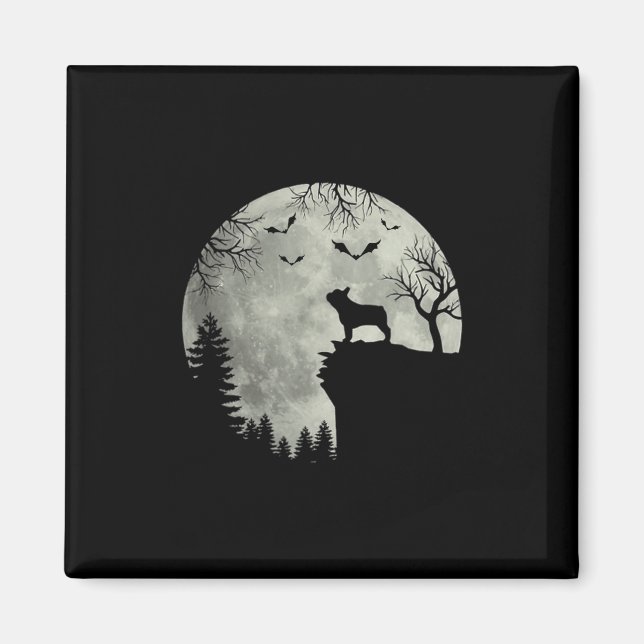 Imã Cachorro Lua Uivo Na Floresta Halloween Cachorro F (Frente)