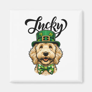 Imã Cachorro Lucky Goldendoodle Dia de São Patrício Cr