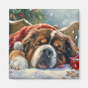 Imã Cachorro Mastim Tibetano Natal Festivo