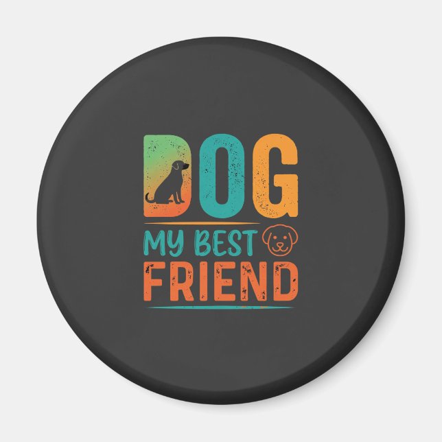Imã Cachorro Meu Melhor Amigo Design Retro (Frente)