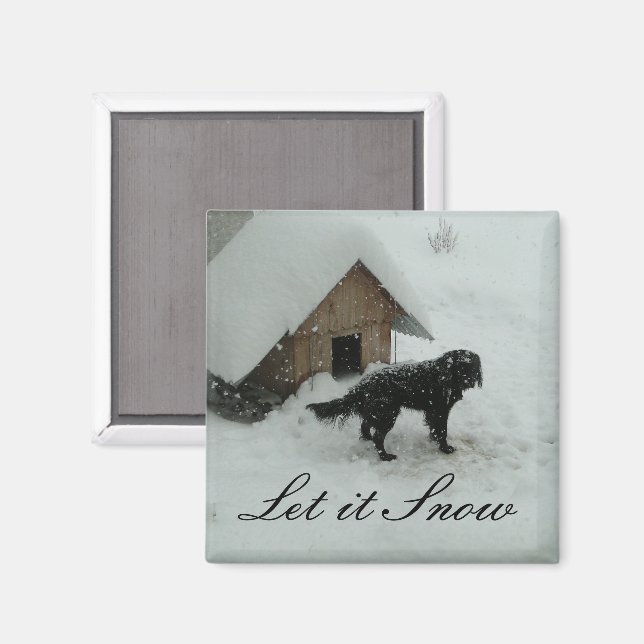 Imã Cachorro na neve por cachorro (Front/Back)