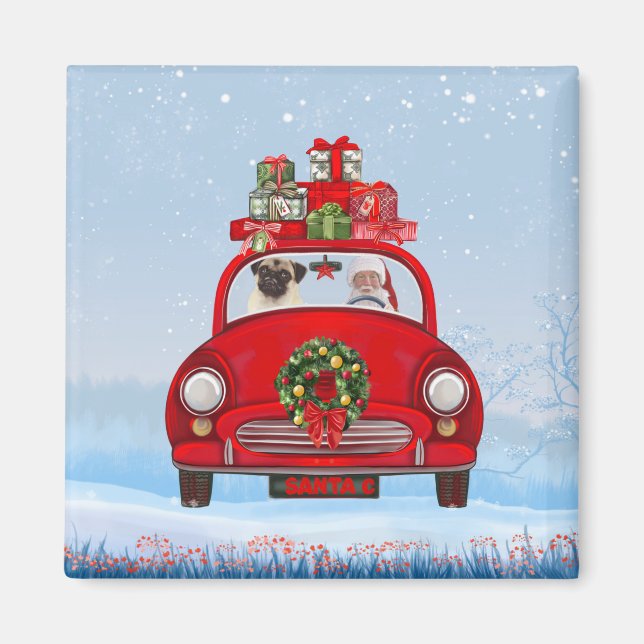 Imã Cachorro No Carro Com Papai Noel (Frente)