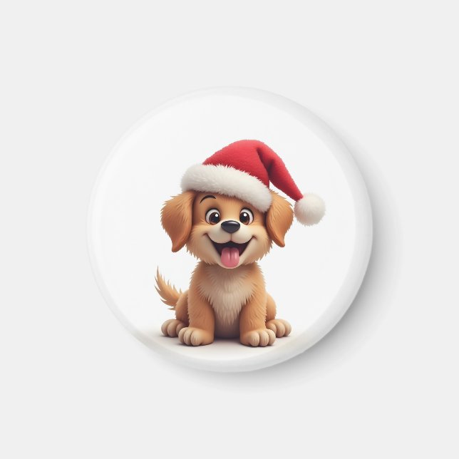 Imã Cachorro no chapéu de Papai Noel (Frente)