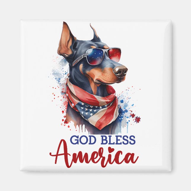 Imã Cachorro Patriota - Doberman (Frente)