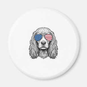 Imã Cachorro Patriótico com Óculos de Sol de Bandeira