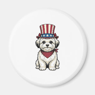 Imã Cachorro Patriótico Desenho Vetorial de Gravura Vi