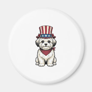 Imã Cachorro Patriótico Desenho Vetorial de Gravura Vi