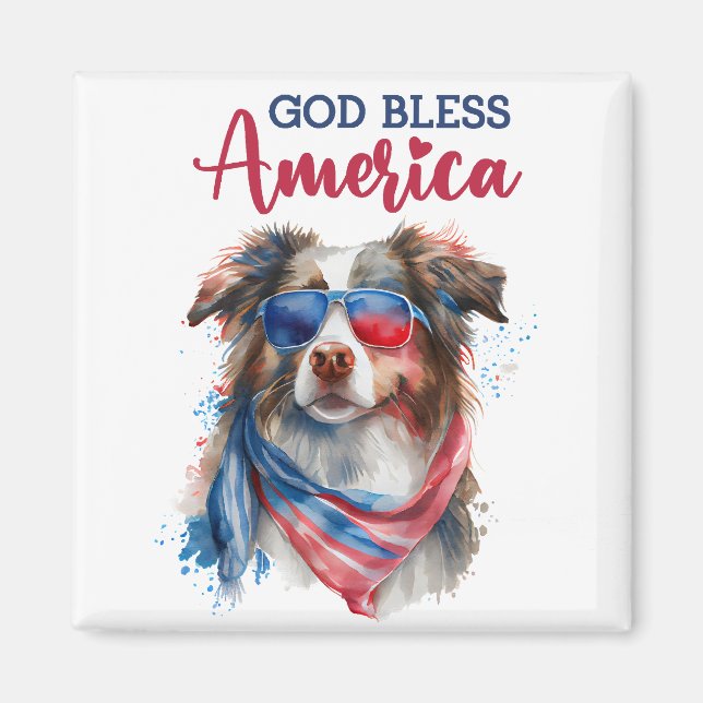 Imã Cachorro Patriótico-Pastor Australiano (Frente)