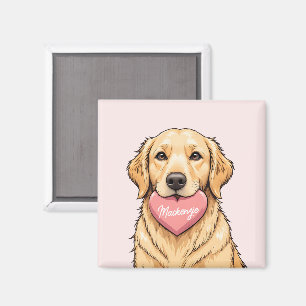 Imã Cachorro Personalizado com Coração Feliz Dia dos N