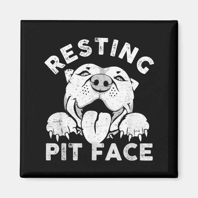 Imã Cachorro Pitbull Descansando Cara de Pit Sarcasmo  (Frente)