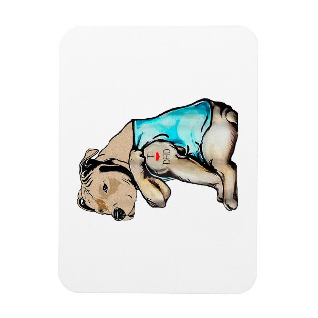 Ímã Cachorro Pitbull Eu Adoro Pai Tatuando Família Eng (Vertical)