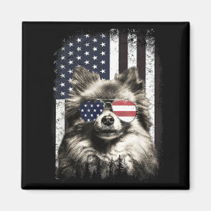 Imã Cachorro Pomerânia Bandeira Americana 4 De Julho Ó