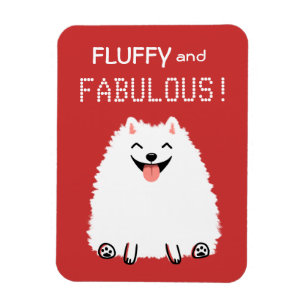 Ímã Cachorro Pomerânia Branco Fofo e Fabuloso