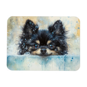 Ímã Cachorro Pomeraniano Bonito na Banheira Flexível