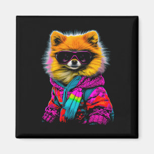 Imã Cachorro Pomerano de inverno Esqui de esportes