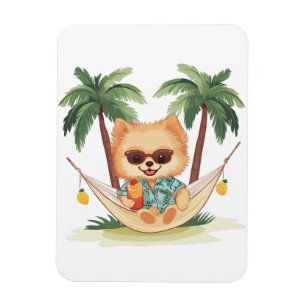 Ímã Cachorro Pomerano Em Camisa Hammock Havaiana
