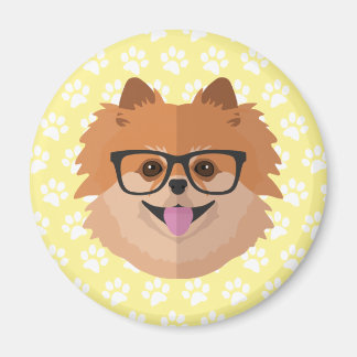 Imã Cachorro Pomerano Em Óculos De Nerd | Presente de 