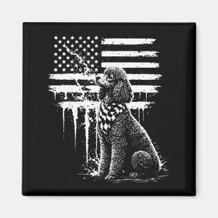 Imã Cachorro Poodle bandeira americana usa 4 de julho