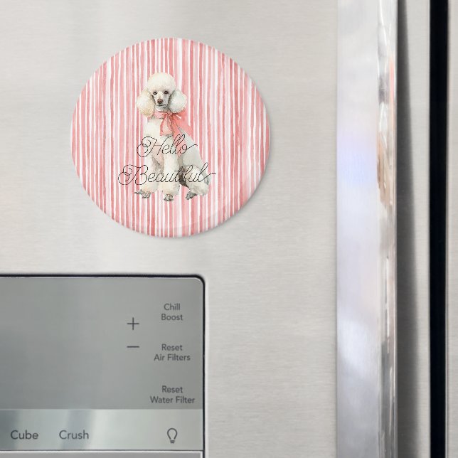 Imã Cachorro Poodle Branco Olá Bonito (In Situ (Fridge))