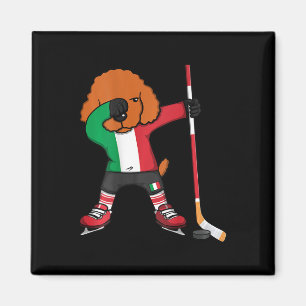 Imã Cachorro Poodle Dabbing Itália Adeptos de Hóquei n