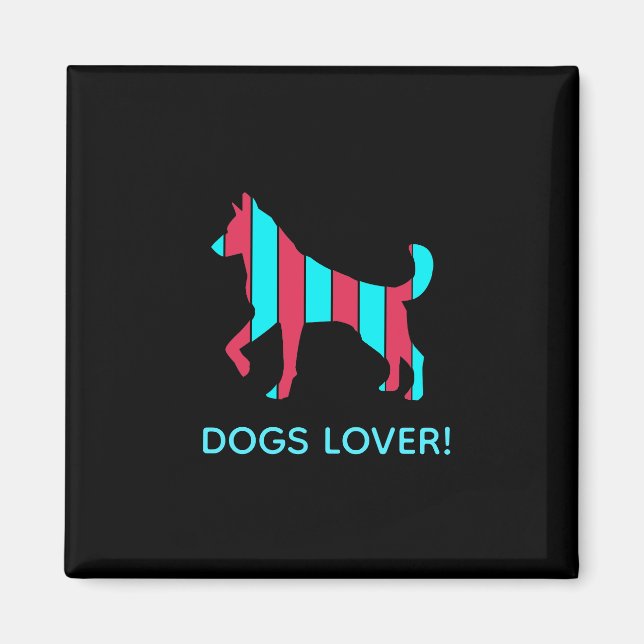 Imã Cachorro - Pop de Pet-Art, Abstrato Azul e Vermelh (Frente)