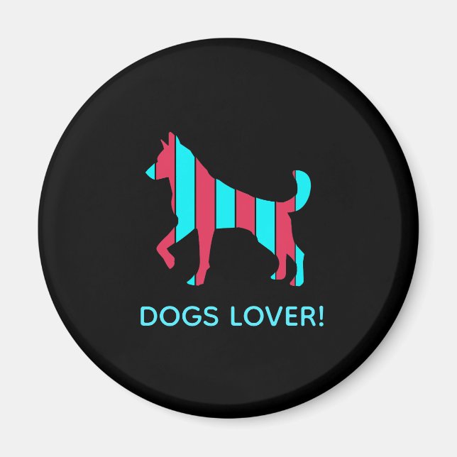 Imã Cachorro - Pop de Pet-Art, Abstrato Azul e Vermelh (Frente)