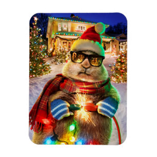 Ímã Cachorro Prairie Com Luzes De Natal
