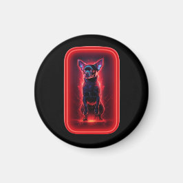 Imã Cachorro Preto Chihuahua Dança sob Luz Vermelha Ne
