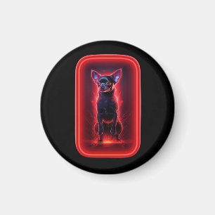Imã Cachorro Preto Chihuahua Dança sob Luz Vermelha Ne