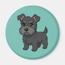 Imã Cachorro Preto Fofo do Terrier Escocês Verde