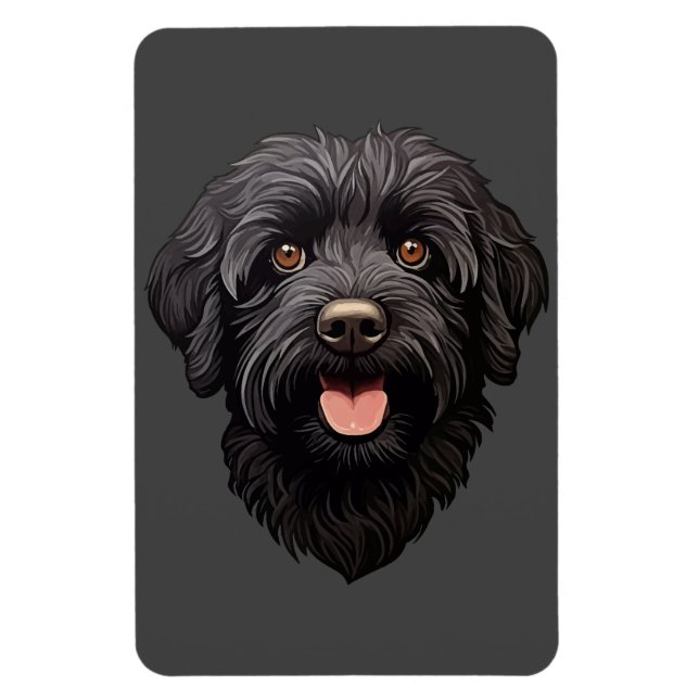 Ímã Cachorro Preto Labradoodle (Vertical)