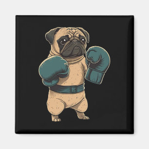 Imã Cachorro Pug Boxeador Luvas de Boxe Mma Kickboxer