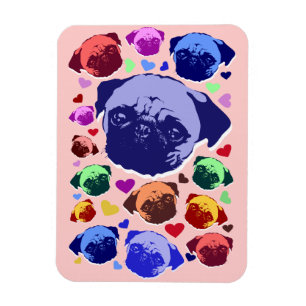 Ímã Cachorro Pug Filhote PopArt Estilo Retro