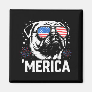 Imã Cachorro Pug Patriótico Fofo América 4 De Julho En
