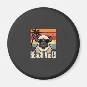 Imã Cachorro Pug Vibrações da Praia Pôr do Sol