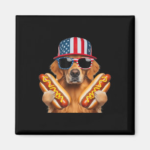 Imã Cachorro-Quente Golden Retriever 4 De Julho Bandei