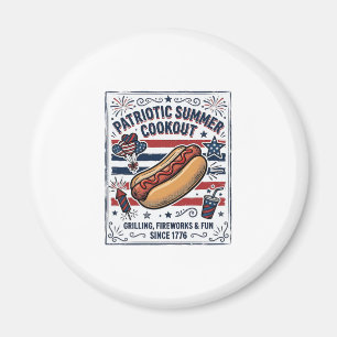 Imã Cachorro Quente Patriótico Churrasco Vintage