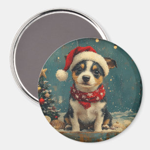 Imã Cachorro Rat Terrier Natal Vintage Praia