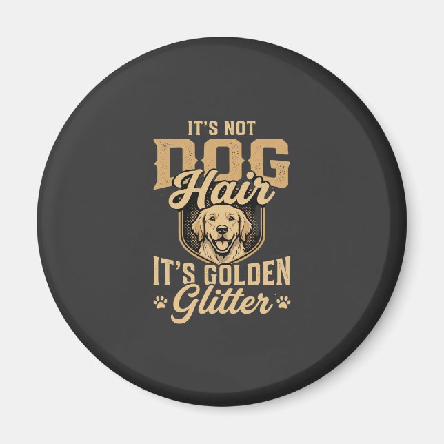 Imã Cachorro Retriever Dourado Engraçado Cabelo Brilho (Frente)